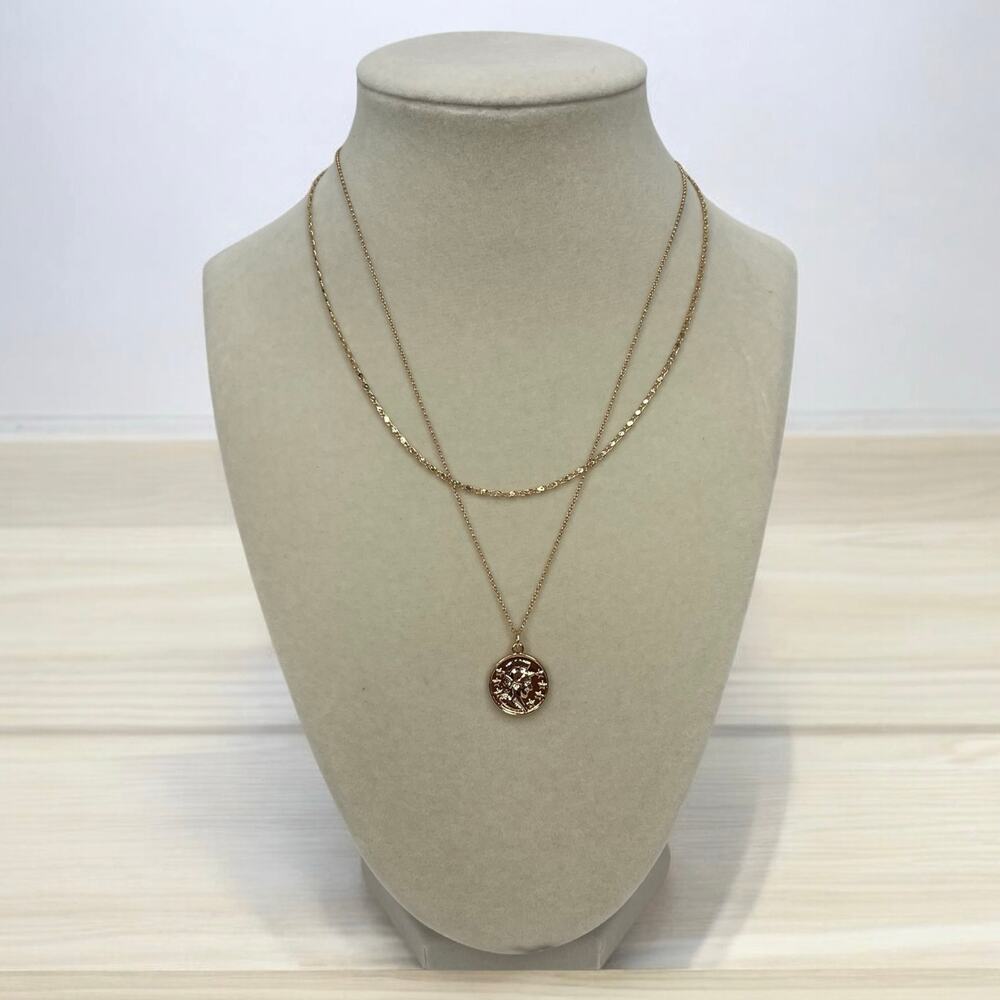 Ettika Gold Layered Chain Coin Pendant Necklace NWT Boho Chic Revolve Gift